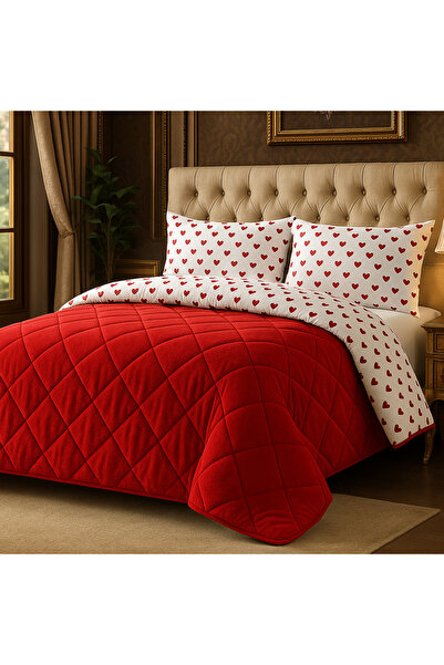Binna Soft Romantik kalpli polar yorgan kırmızı sıcacık yatak örtüsü