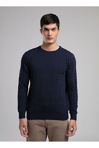 Lee Cooper Round Neck Regular Fit Navy Blue Men's Sweater 261 Lcm 241017 Jefta Laci̇vert