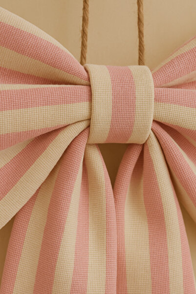 Mirilliahome Στολίδι με ριγέ λινό φιόγκο για πόρτα |   Διακοσμητικό Στολίδι Πόρτας με Κρεμάστρα 28x15 εκ.