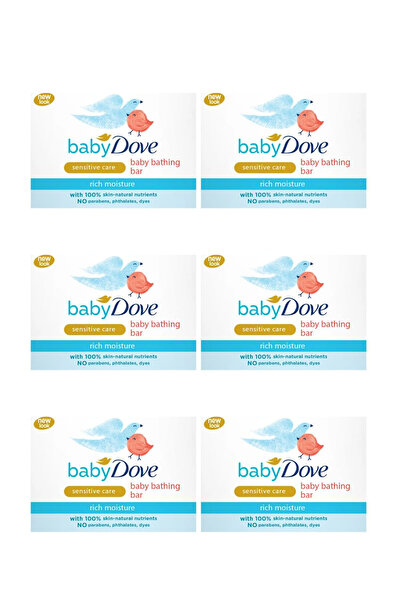 Dove Baby Rich Moisture Bathing Bar, Sensitive Care, 90g - Pack of 6