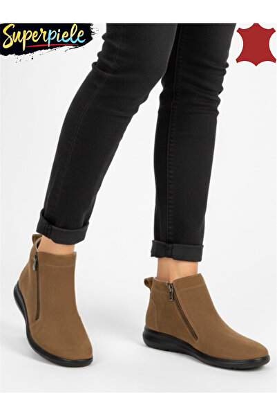 ANGEL BLUE Short Fur-Lined Women's Suede Boots camel