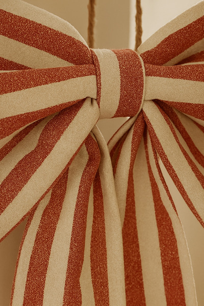 Mirilliahome Στολίδι με ριγέ λινό φιόγκο για πόρτα |   Διακοσμητικό Στολίδι Πόρτας με Κρεμάστρα 28x15 εκ.