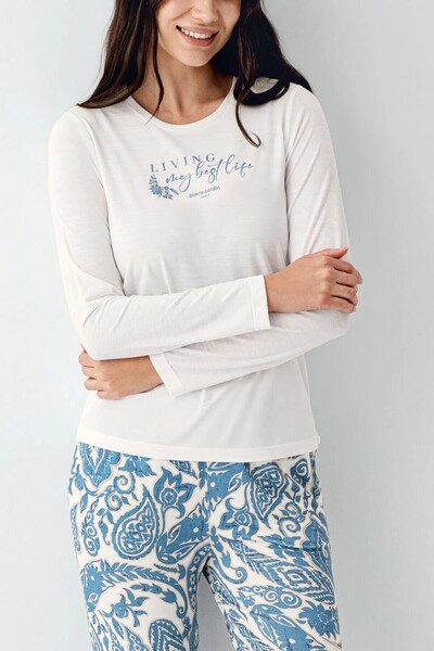 Pierre Cardin Set de pijamale pentru femei cu mâneci lungi din modal și bumbac THPC9CL74PC