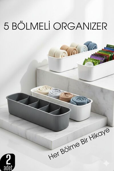 Transformacion 5-секційний шафа і ящик для висувних ящиків, набір з 2-х органайзерів (сірий і білий) 722440