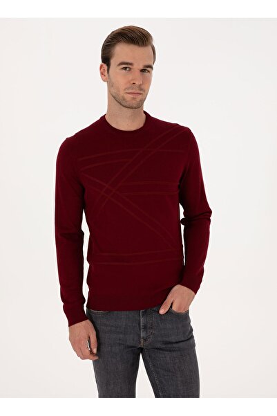 Cacharel Bisiklet Yaka Slim Fit Bordo Erkek Kazak DERRI