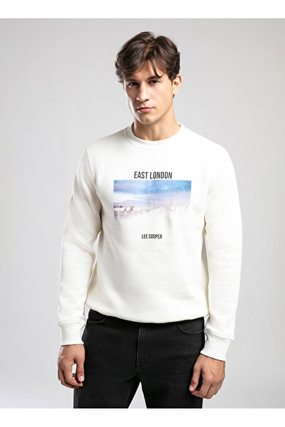 Lee Cooper Round Neck Ecru Men's Sweatshirt 261 Lcm 241049 Dennis Ecru