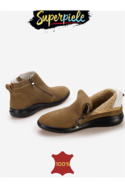 ANGEL BLUE Short Fur-Lined Women's Suede Boots camel