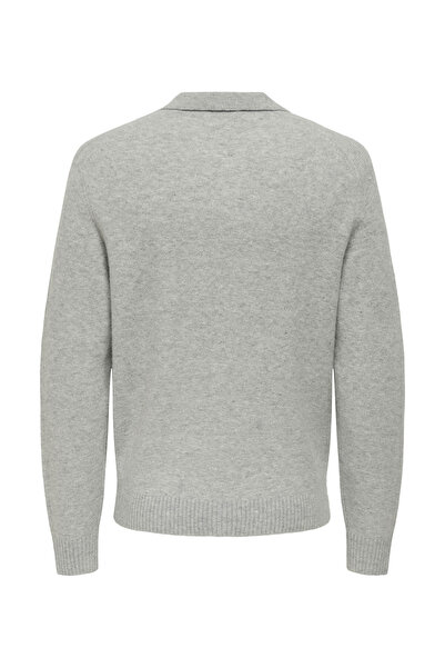 Only & Sons Сірий чоловічий звичайний светр ONSJAY REG LS POLO KNIT