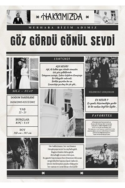Mila Tasarım Kişiye Özel Fotoğraflı A3 ve A4 Düğün Posteri | Gazete Konseptli...