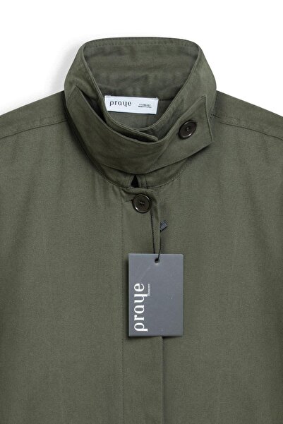 praye Яке с качулка от канвас, цвят каки