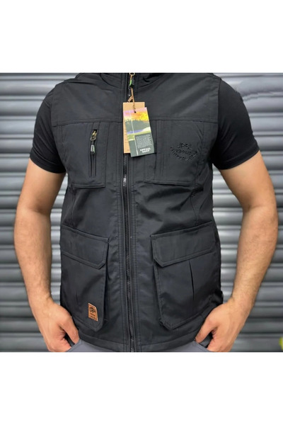 çaymekani Fermuarlı Erkek Yelek Çok Cepli Avcı Yelek İçi Polarli