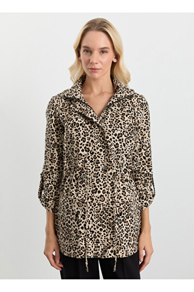 Selen Vizon Kadın Standart Leopar Trençkot 25KSL9535