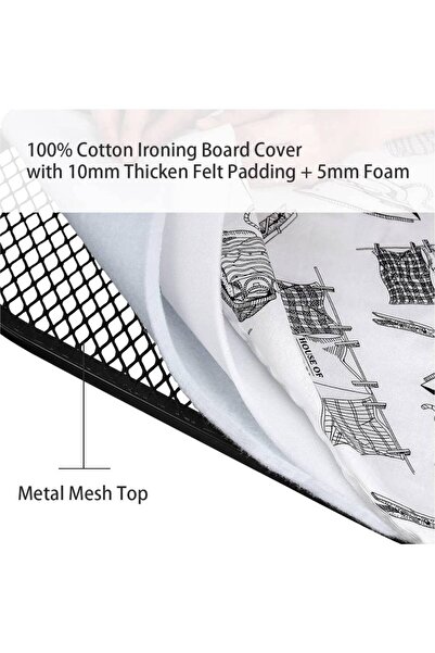 HYX 13" x 38" Ironing Board with Heat Resistant Cover and Thick Felt Pad, Folding