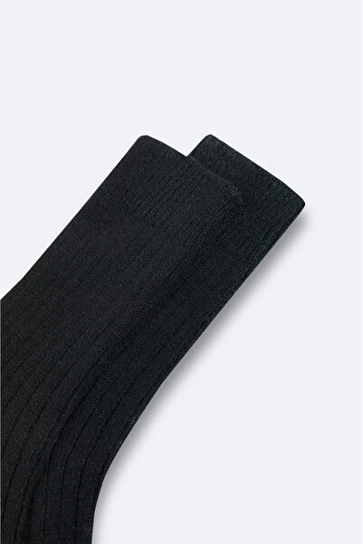 Avva Men's Black Corded Fabric Socks A52Y8504
