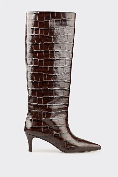 Elle Shoes Kahve Deri Kadın Çizme