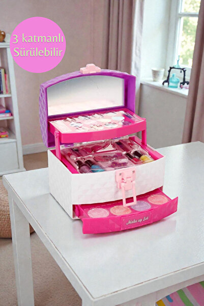 Sunman 3 Katmanlı Çekmeceli Çantalı Makyaj Seti -Sunman