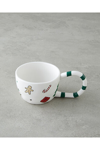 English Home Holly Jolly Porselen Kupa 325 ml Yeşil-Beyaz