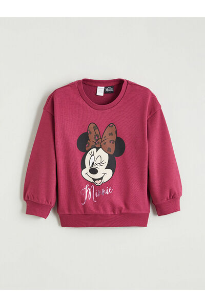 LC Waikiki New Season Burgundy Minnie Mouse Printed Girls' Sweatshirt by Güli...
