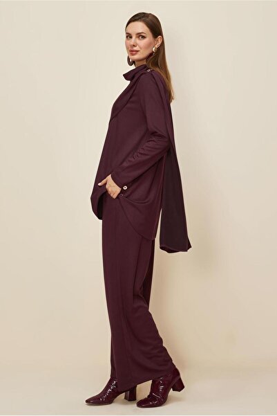 Alvina Accessory Buttoned Suit with Pants 46066