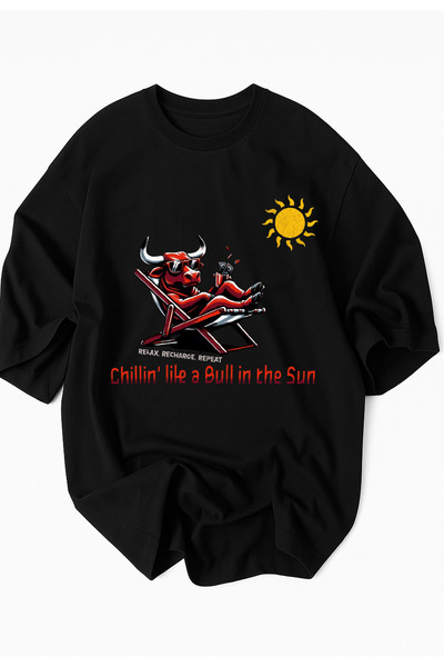 Advantage Ox on Holiday Printed Oversized 100% Cotton - Premium Tshirt