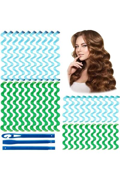 DOMEET 40pcs Heatless Spiral Hair Curler kit Magic Hair Curlers Spiral Curls Wave Styling Hair Rollers set