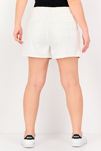 PROMOD Women Regular Fit Solid Denim Shorts, White