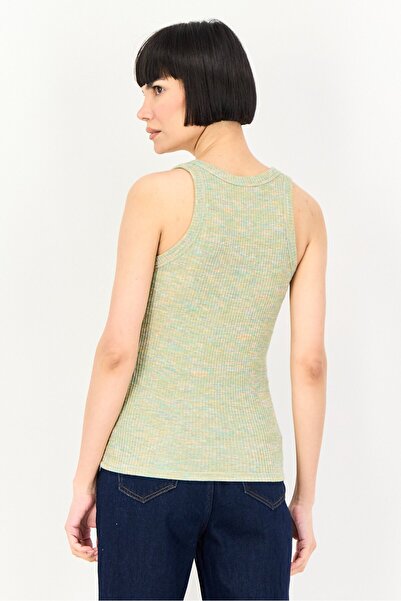 PROMOD Women Crew Neck Ribbed Sleeveless Tank Top, Multicolor