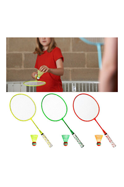 Generic 1-Pair Badminton Rackets Set with 2 Plastic Shuttles