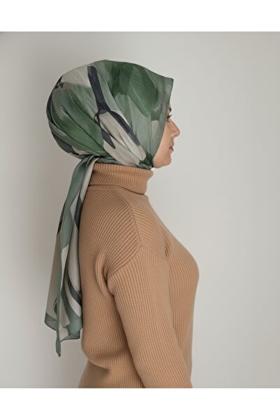 My Scialle Bambu Crush Lale Desenli Yeşil Renk Soft Şal
