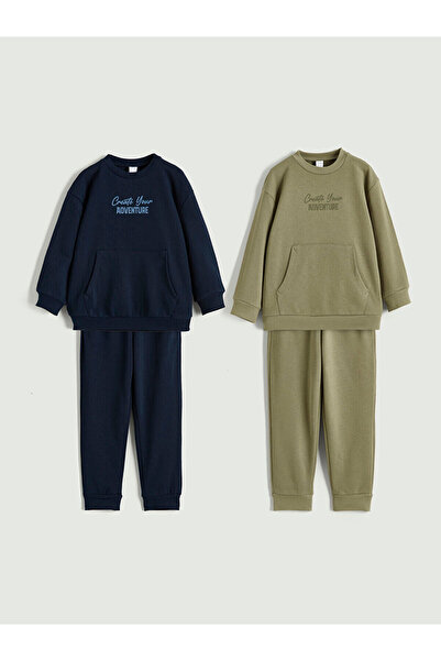 LC Waikiki طقم مطبوع قطعة من Peak New Season Crew Neck للأولاد من 2'li