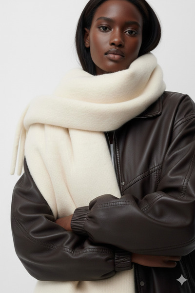 LA SEFA وشاح شتوي طويل من الفرو من فيجا |   شال كتف عصري ذو ملمس ناعم باللون الأخضر الليموني