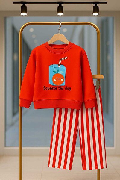 Mireya Kids طقم أطفال مخطط باللون الأحمر للجنسين