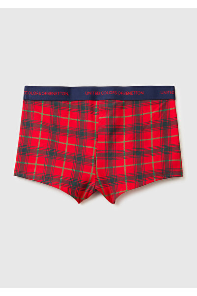 United Colors of Benetton Men's Red Xmas Printed Cotton Boxer