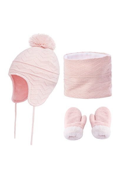 NO BRAND Children's hat set (hat + scarf + gloves), double-layered and thick,...