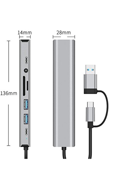 OEM Multifunctional 6-in-1 USB-C Hub with 3 USB 3.0 Ports