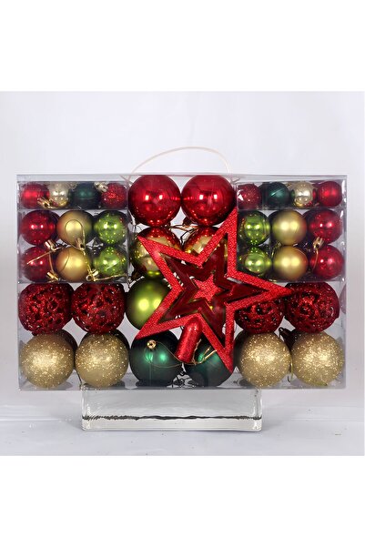 NO BRAND Christmas decoration set of 101 pieces, Christmas tree ball hollow C...