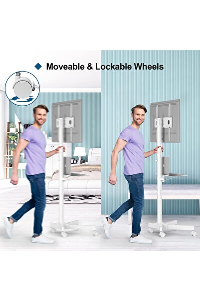 BONTEC Mobile TV stand, for 23–60 inch TV, up to 25 kg, VESA up to 400x400,