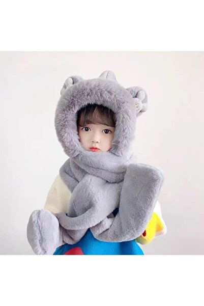 NO BRAND Children's hat and scarf combination, with fleece lining and thick f...