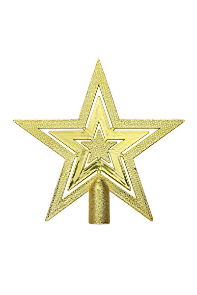 NO BRAND زينة شجرة عيد الميلاد على شكل نجمة، 20 سم نجمة ذهبية خماسية ثلاثية ا...