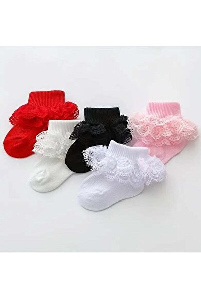 Gonice 5pairs Baby Girls Lace Ruffle Socks, Newborn Mesh Breathable Comfy Princess Socks For Summer