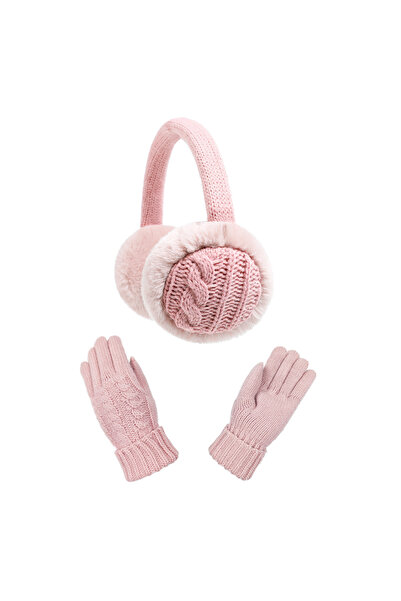 NO BRAND Children's set of foldable and retractable earmuffs + gloves, warm f...