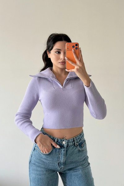 Eka Pulover crop liliac pentru femei 1014-2022