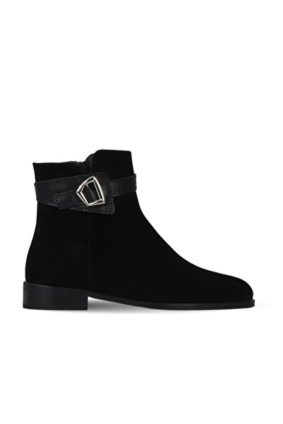 Bueno Shoes Black Suede-Crocodile Women's Heeled Boots 33Wb18515