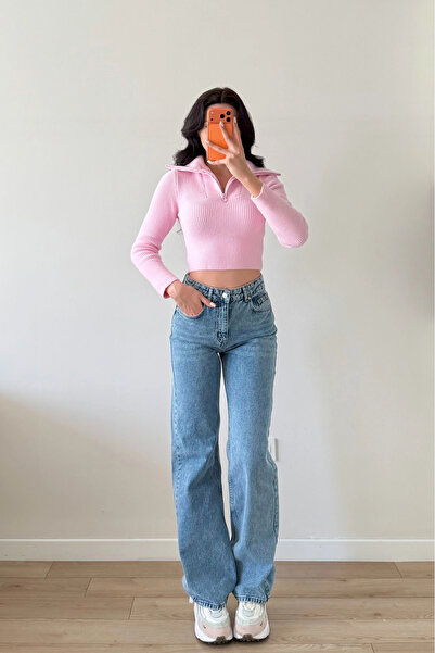 Eka Pulover crop roz pentru femei 1014-2022