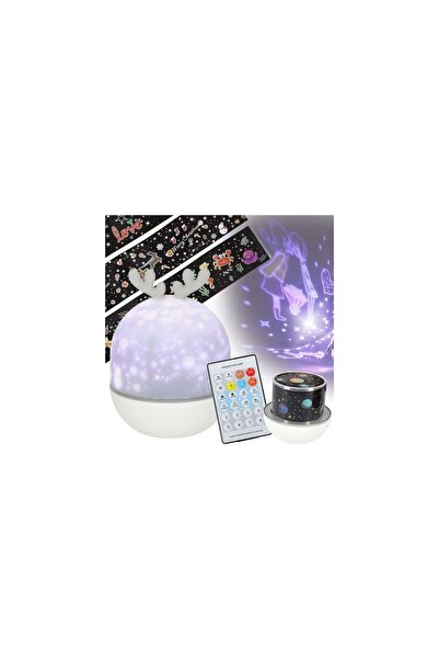 Three top online Lampă de noapte LED USB cu proiector de stele, rotativă, 6 motive, telecomandă - Ren