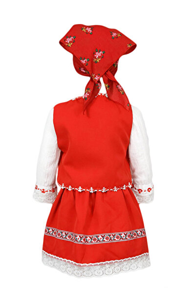fantasialand Traditional costume for girls, 4 pieces, Sanziana model, red color