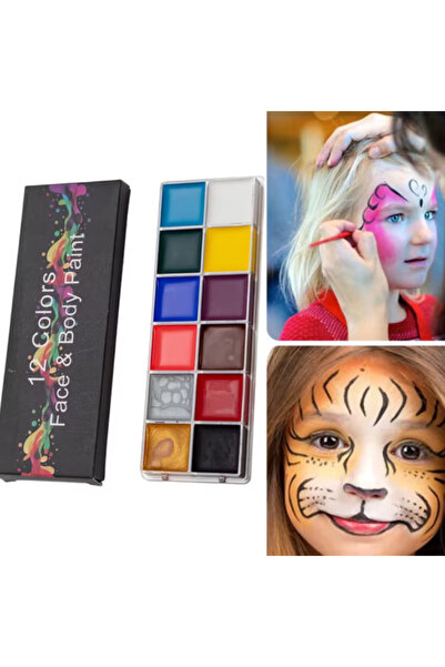 CRM Kids Face & Body Paint Kit - 12 Pigmented Non-Toxic Colors, Multicolor