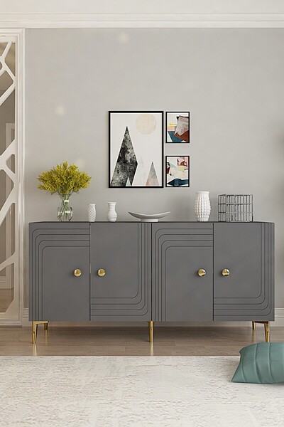 CENEYRA KA1521AG LESSİ150 KONSOL, TV SEHPASI ve KAHVE KÖŞESİ ANTRASİT-GOLD 150cm