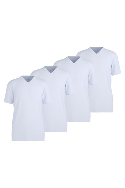 OLYMP Herren T-Shirts, V-Neck, 4er Pack - Bodywear, Modern Fit, Baumwolle