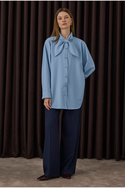 HEQA Double Pleated Palazzo Pants Navy Blue